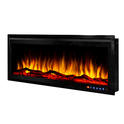 Nástenný-vstavaný elektrický krb Schubert 42, Art Flame, 448x1068x146 mm, 1500 W, 60 farebných kombinácií, Termostat, Polená, kryštály a dekoratívne kamene
