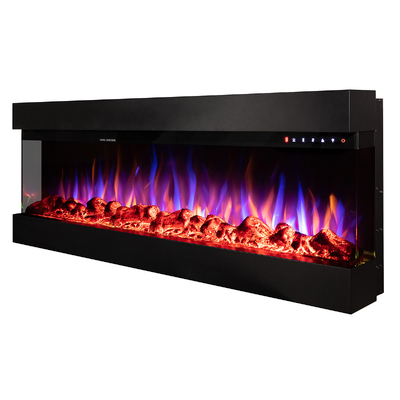 3D nástenný-vstavaný elektrický krb Dalas 60, Art Flame, 493x1524x200 mm, 30 farebných kombinácií, Termostat, Log a krištáľ