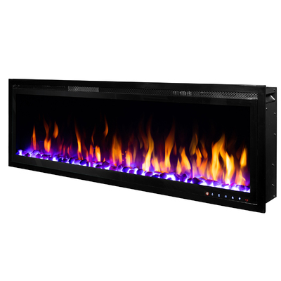 Nástenný-vstavaný elektrický krb Schubert 50, Art Flame, 448x1271x146 mm, 1500 W, 60 farebných kombinácií, Termostat, Polená, kryštály a dekoratívne kamene