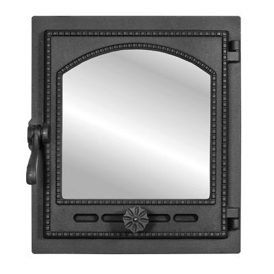 Dvierka na kachle K 404, 335×368 mm, Liatina, Odolnosť 700–950℃, Otočné otváranie