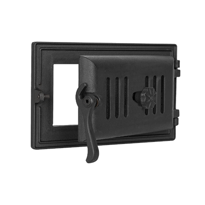 Dvierka popolníka pre kachle B 104, 310×182 mm, Liatina, Odolnosť 700–950℃, Otočné otváranie