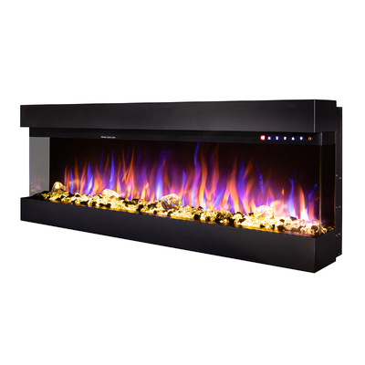 3D nástenný-vstavaný elektrický krb Dalas maxi, Art Flame, 484x1270x200 mm, 1500 W, 30 farebných kombinácií, Termostat, Log a krištáľ