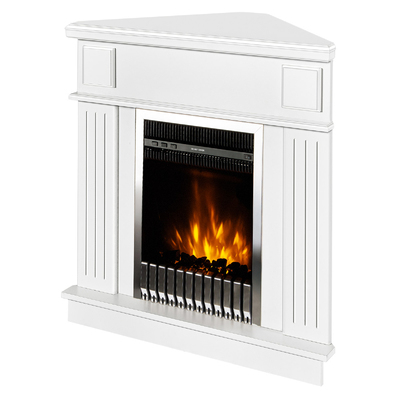 Rohový elektrický krb Marina & Gala silver, Art Flame, 1000x1000x500 mm, 2000 W, Termostat, 5 Intenzita plameňa, Časovač