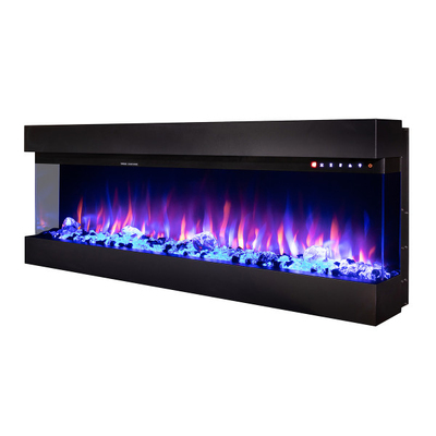 Dalas 100 3D elektrický krb na zapustenie a nástennú montáž, Art Flame, 493x2540x200 mm, 1500 W, 30 farebných kombinácií, Termostat, polená a kryštály