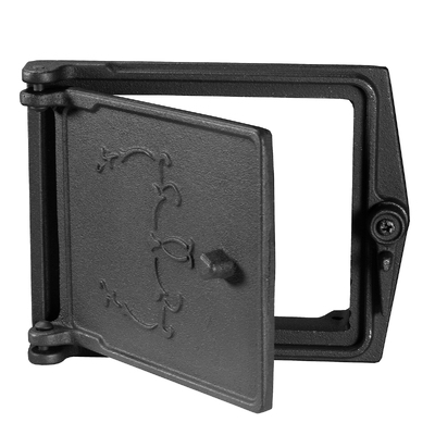 Revízne dvierka na komín P 102, 176×140 mm, liatina, tepelná odolnosť 700–950 °C, otočné otváranie